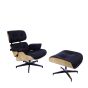 Eames EA670 | Lounge chair with Hocker | leather:black shell:ash base:black