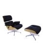 Sillón Eames EA670-XL | XL Lounge con respaldo | cuero: negro carcasa: fresno base: pulido