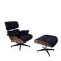 Sillón Eames EA670-XL | XL Lounge con respaldo | cuero: negro carcasa: palisandro base: negro