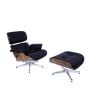 Eames EA670 | Lounge chair with Hocker | leather:black shell:palissander base:polished