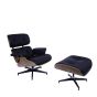 Eames EA670 | Lounge chair with Hocker | leather:black shell:walnut base:black