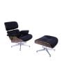 Eames EA670 | Lounge chair with Hocker | leather:black shell:walnut base:polished