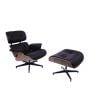 Eames EA670 | Lounge chair with Hocker | leather:brown shell:walnut base:black