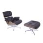 Eames EA670 | Lounge chair with Hocker | leather:brown shell:walnut base:polished