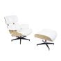 Eames EA670 | Lounge chair with Hocker | leather:cream shell:ash base:black