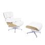 Sillón Eames EA670-XL | XL Lounge con respaldo | cuero: crema carcasa: fresno base: pulido