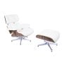 Sillón Eames EA670-XL | XL Lounge con respaldo | cuero: crema carcasa: palisandro base: pulido