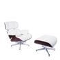 Sillón Eames EA670-XL | XL Lounge con respaldo | cuero: crema carcasa: palisandro base: pulido