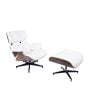 Eames EA670 | Lounge chair with Hocker | leather:cream shell:walnut base:black