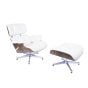Eames EA670 | Lounge chair with Hocker | leather:cream shell:walnut base:polished