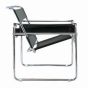 Marcel Breuer WASSILY sedia pelle nera - vista laterale
