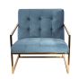 Vintage Velvet lounge blauw - vooraanzicht