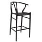 Sgabello da bar stile Wegner CH24 struttura nera seduta nera