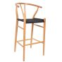 Sgabello da bar stile Wegner CH24 struttura naturale seduta nera