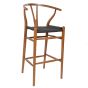 Sgabello da bar stile Wegner CH24 struttura in noce seduta nera