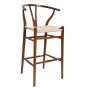 Sgabello da bar stile Wegner CH24 struttura in noce seduta naturale