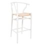 Sgabello da bar stile Wegner CH24 struttura bianca seduta naturale