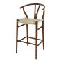 Sgabello da bar stile Wegner CH24 struttura in noce seduta naturale