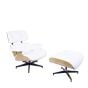 Eames EA670 | Lounge chair with Hocker | leather:white shell:ash base:black