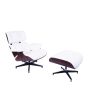 Eames EA670 | Lounge chair with Hocker | leather:white shell:rosewood base:black