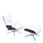 Sillón Eames EA670-XL | XL Lounge con respaldo | cuero: blanco carcasa: palisandro base: pulido