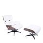 Eames EA670 | Lounge chair with Hocker | leather:white shell:walnut base:black
