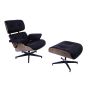 Sillón Eames EA670-XL | XL Lounge con respaldo | cuero: negro carcasa: nogal base: negra