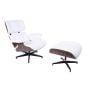 Sillón Eames EA670-XL | XL Lounge con respaldo | cuero: blanco carcasa: nogal base: negro