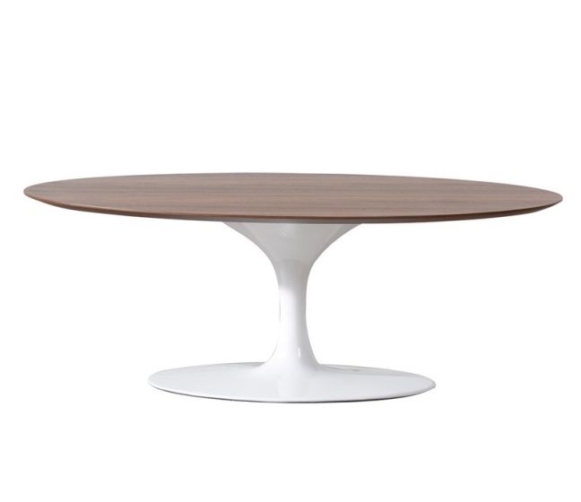 Eero Saarinen Tulip tabela | mesa de café Oval Tampo em nogueira base branca