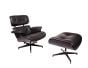 Eames EA670 | Lounge chair with Hocker | leather:black shell:black base:black