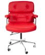 Chaise de bureau Eames ES104 cuir rouge - face