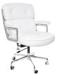 Chaise de bureau Eames ES104 en cuir blanc - côté
