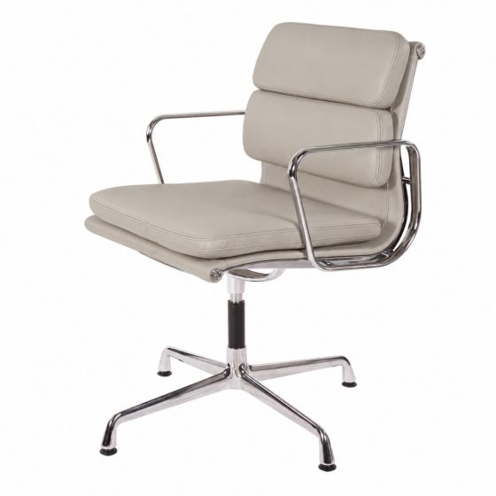 Eames konferansestol EA208 i grått skinn