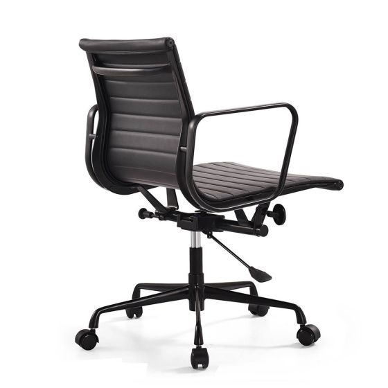 Eames EA117 | bureaustoel Leder zwart frame zwart