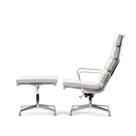 Eames loungeset EA222 leer wit