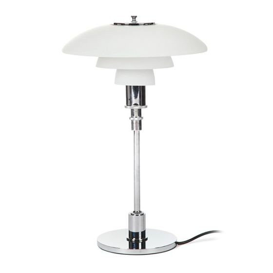 Poul Henningsen DPH 3/2 | lampada da tavolo piccolo Cromo, vetro bianco