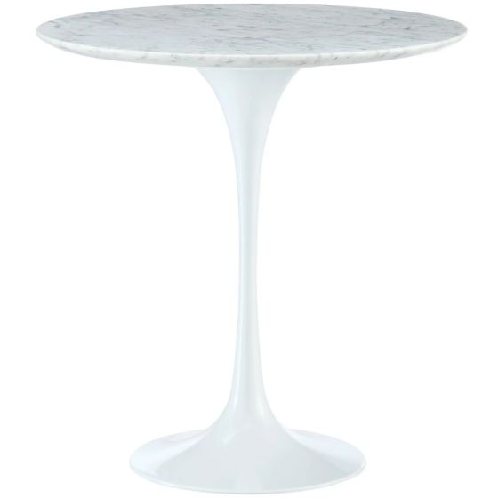 Eero Saarinen Tabella del tulipano | tavolino 50 centimetri Piano in marmo bianco Base bianco