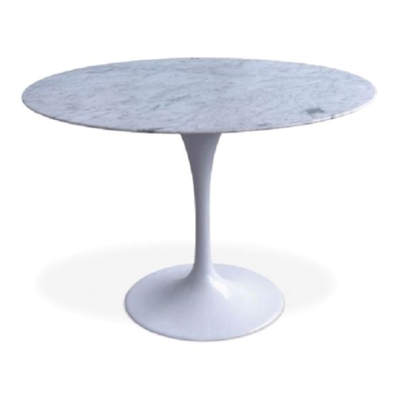 Eero Saarinen Tabella del tulipano | tavolo da pranzo 100 centimetri Piano in marmo bianco Base bianco