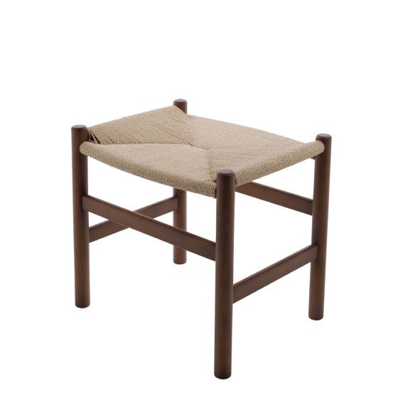 Wegner CH24 style footstool walnut frame natural seat