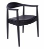Cadeira de jantar Hans Wegner Kennedy assento couro preto cinza