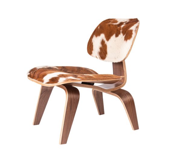 Eames lounge chair LCW ponyskin brown-white