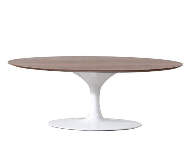 Eero Saarinen Tabella del tulipano | tavolino da caffè Oval Top noce Base bianca