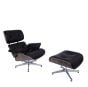 Sillón Eames EA670-XL | XL Lounge con respaldo | cuero: negro carcasa: nogal base: negra