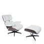 Sillón Eames EA670-XL | XL Lounge con respaldo | cuero: crema carcasa: nogal base: negro