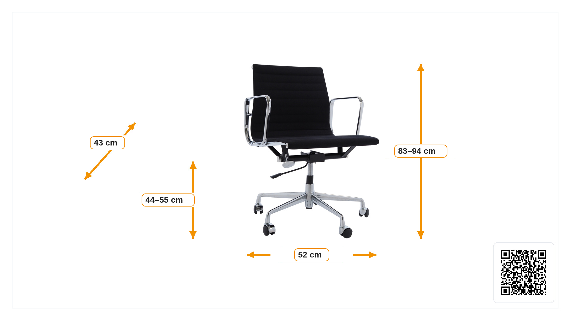 Dimensions de Chaise de bureau EA117 Hopsack