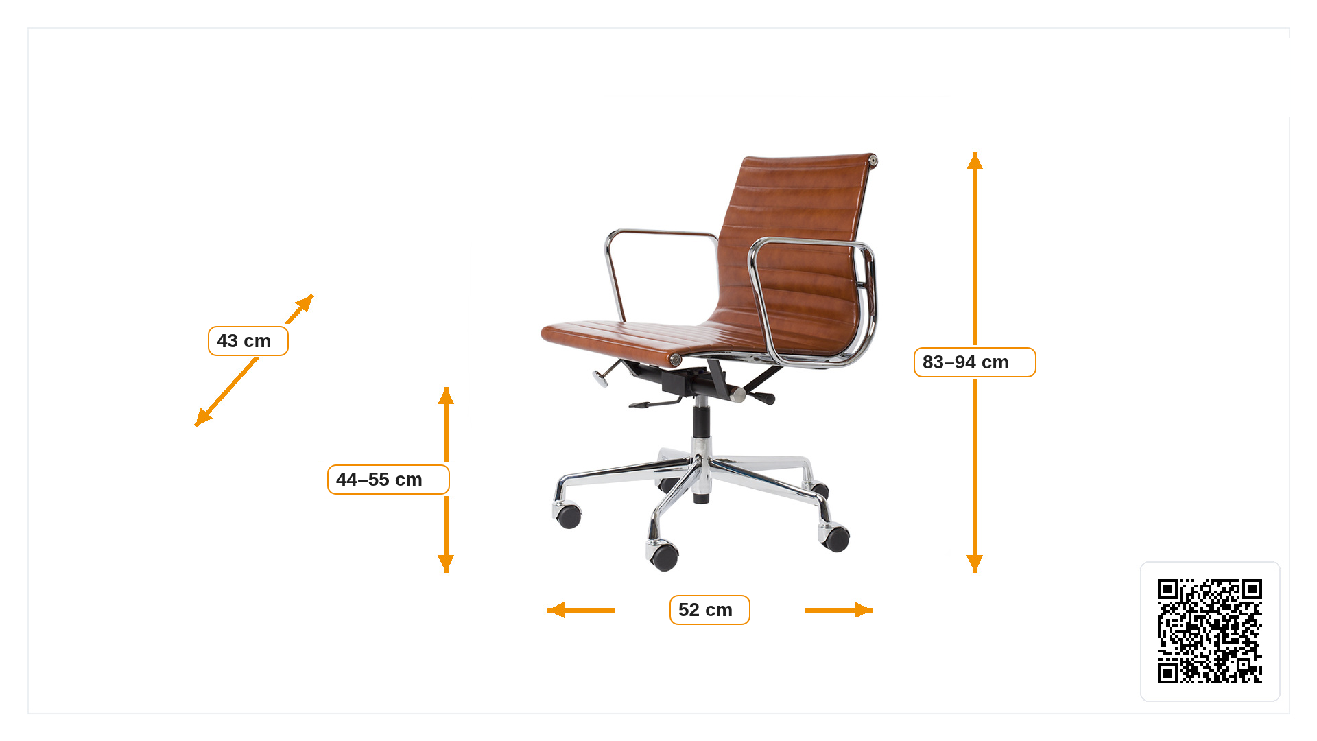 Dimensions de Chaise de bureau EA117 cuir