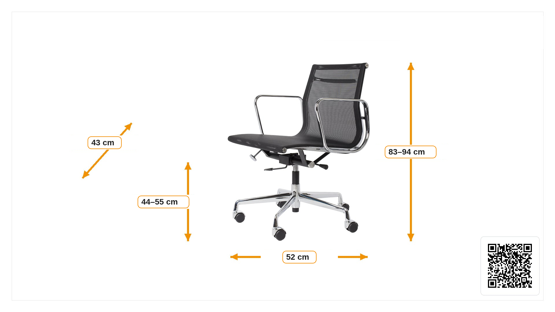 Afmetingen van Bureaustoel EA117 mesh netweave