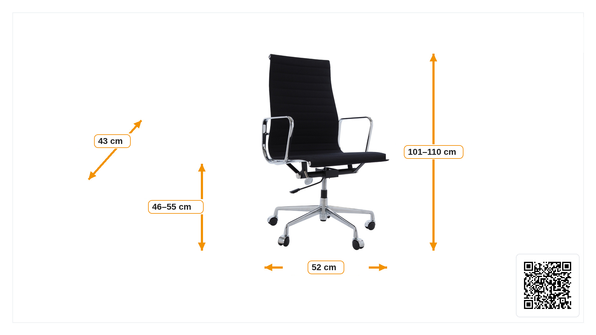 Afmetingen van Bureaustoel EA119 Hopsack