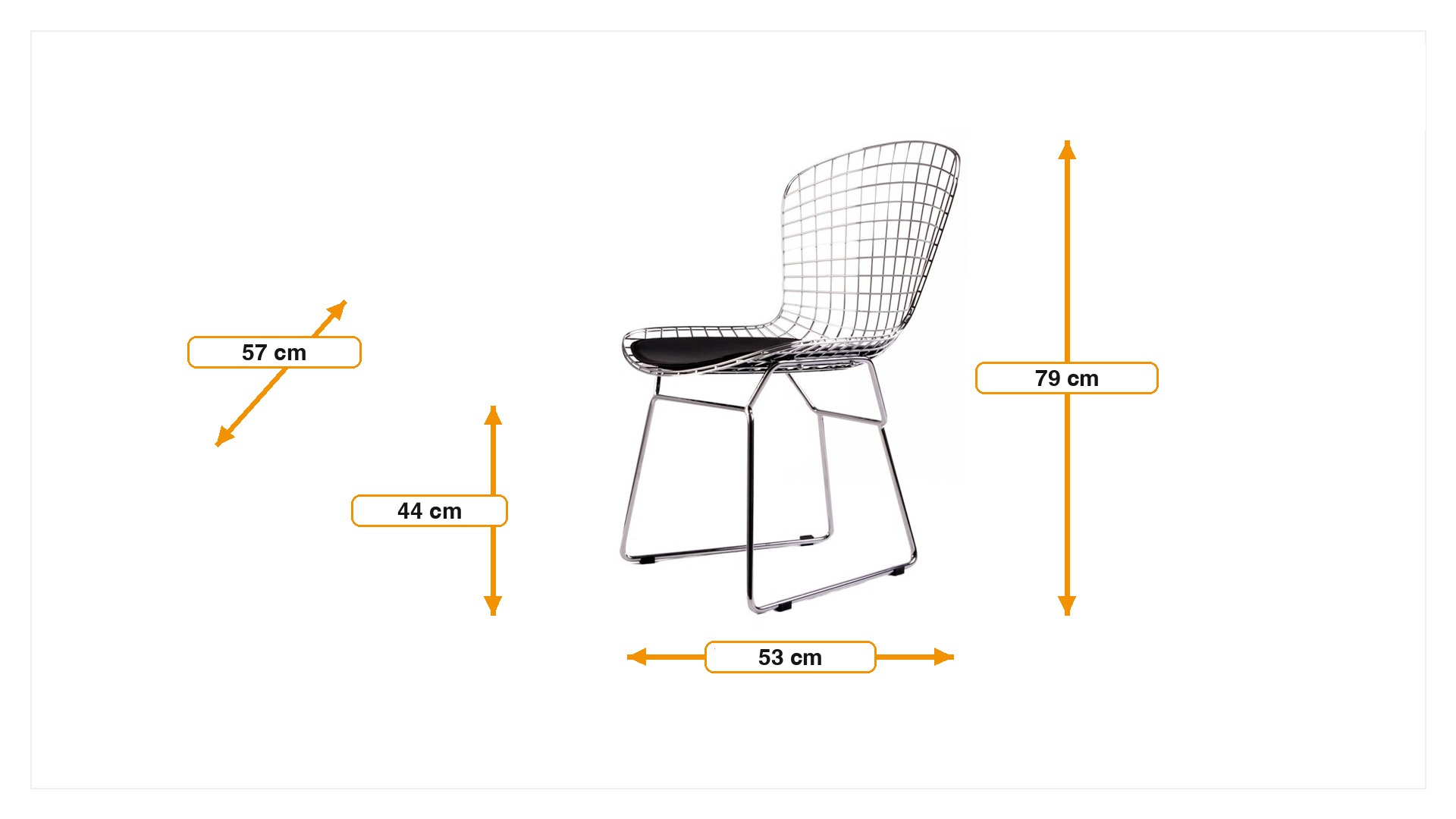 Wymiary produktu Jadalnia krzesło Bertoia