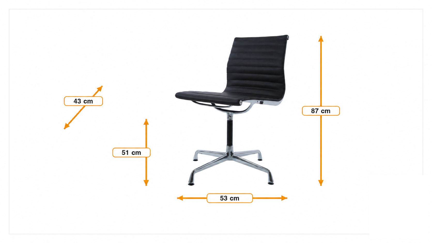 Abmessungen von Konferenz Chef Sessel EA105 Leder auf gleitern ohne armlehne